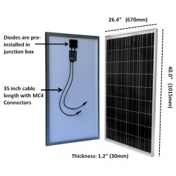 СОЛАРЕН ПАНЕЛ, СЛЪНЧЕВ, ФОТОВОЛТАИЧЕН 100W/ 12V МОНОКРИСТАЛЕН