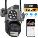 Тройна външна WiFi камера 9MP с аларма, 24 диода, iCSee, 3008