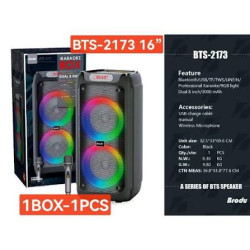 Професионална система Brodu BTS-2173 8X2" IKARAOKE BOX – Bluetooth високоговорител с безжичен микрофон и вход за китара